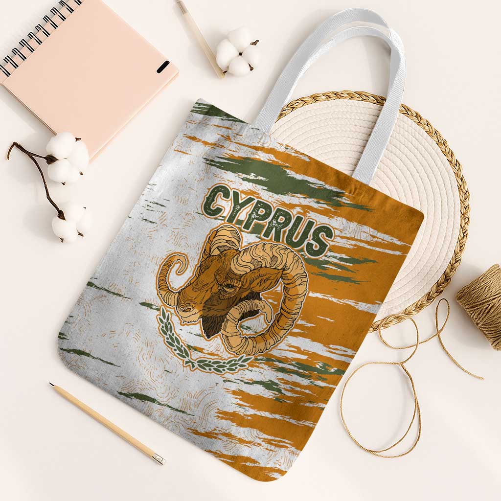 Cyprus Tote Bag with Mouflon Illustration Design and National Laurel - Wonder Print Shop