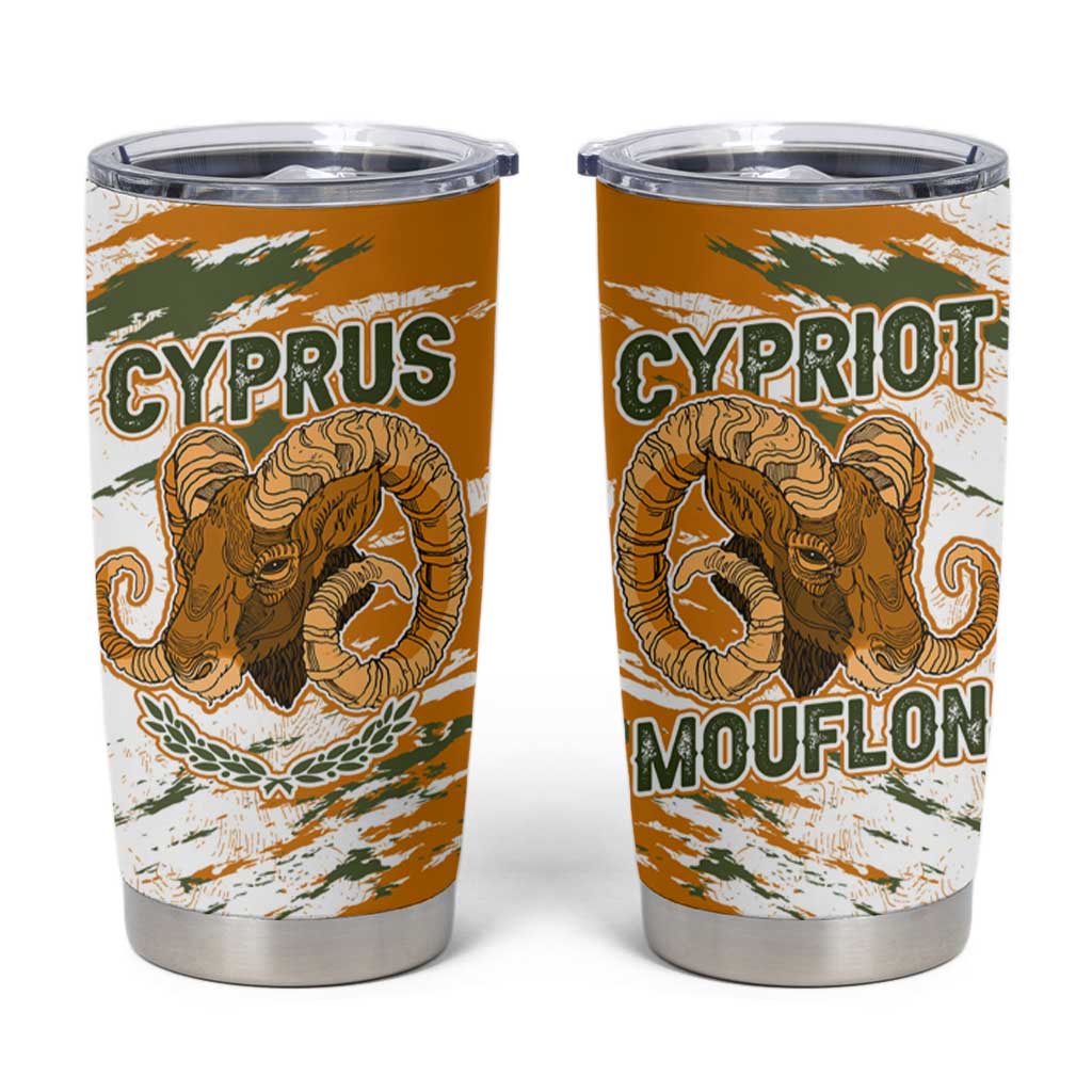 Cyprus Tumbler Cup with Mouflon Illustration Design and National Laurel - Wonder Print Shop