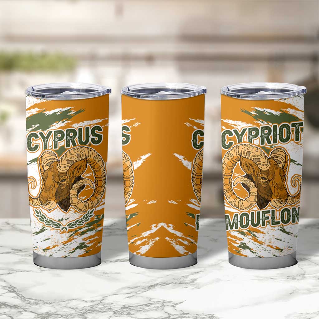 Cyprus Tumbler Cup with Mouflon Illustration Design and National Laurel - Wonder Print Shop