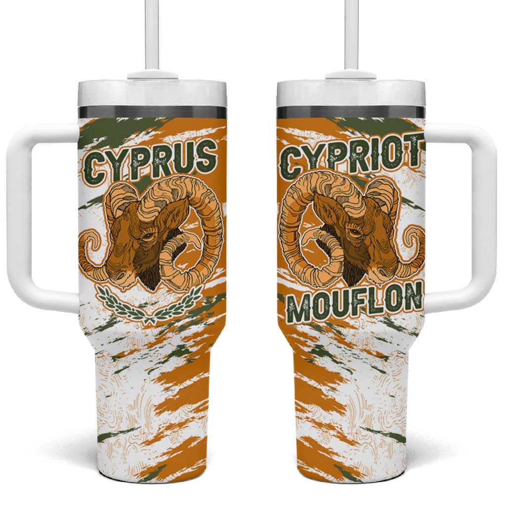 Cyprus Tumbler With Handle with Mouflon Illustration Design and National Laurel - Wonder Print Shop