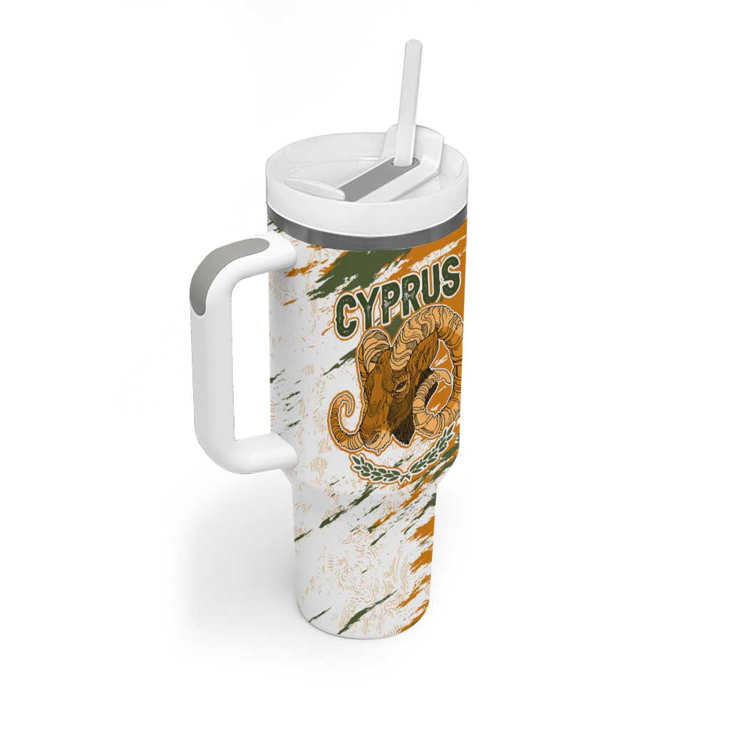 Cyprus Tumbler With Handle with Mouflon Illustration Design and National Laurel - Wonder Print Shop