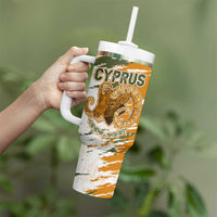 Cyprus Tumbler With Handle with Mouflon Illustration Design and National Laurel - Wonder Print Shop
