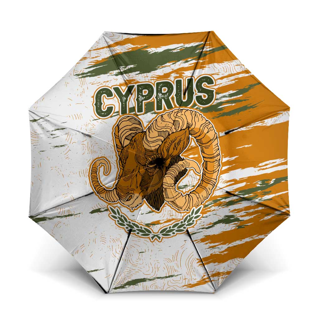 Cyprus Umbrella with Mouflon Illustration Design and National Laurel - Wonder Print Shop