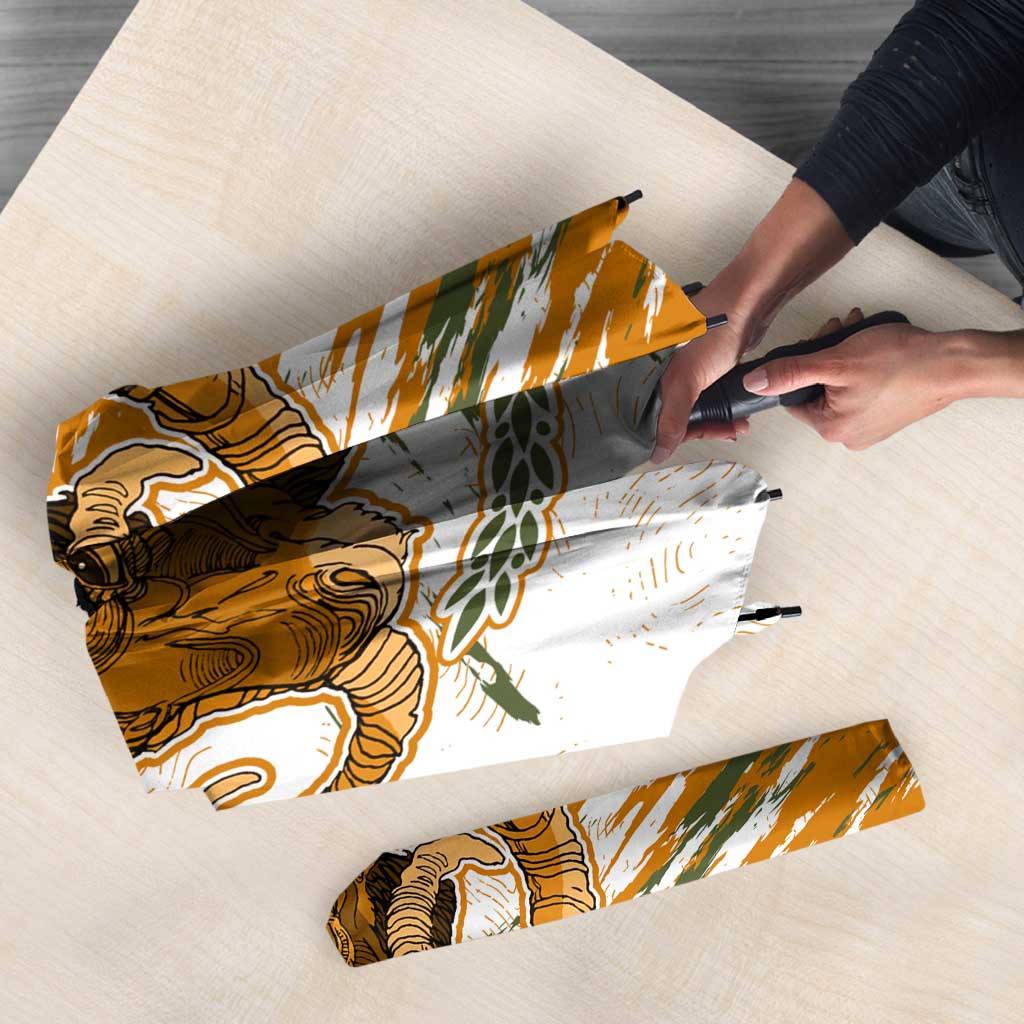 Cyprus Umbrella with Mouflon Illustration Design and National Laurel - Wonder Print Shop