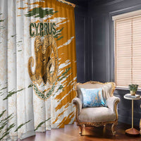 Cyprus Window Curtain with Mouflon Illustration Design and National Laurel - Wonder Print Shop