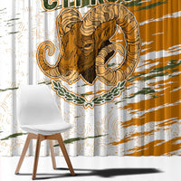 Cyprus Window Curtain with Mouflon Illustration Design and National Laurel - Wonder Print Shop