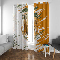 Cyprus Window Curtain with Mouflon Illustration Design and National Laurel - Wonder Print Shop