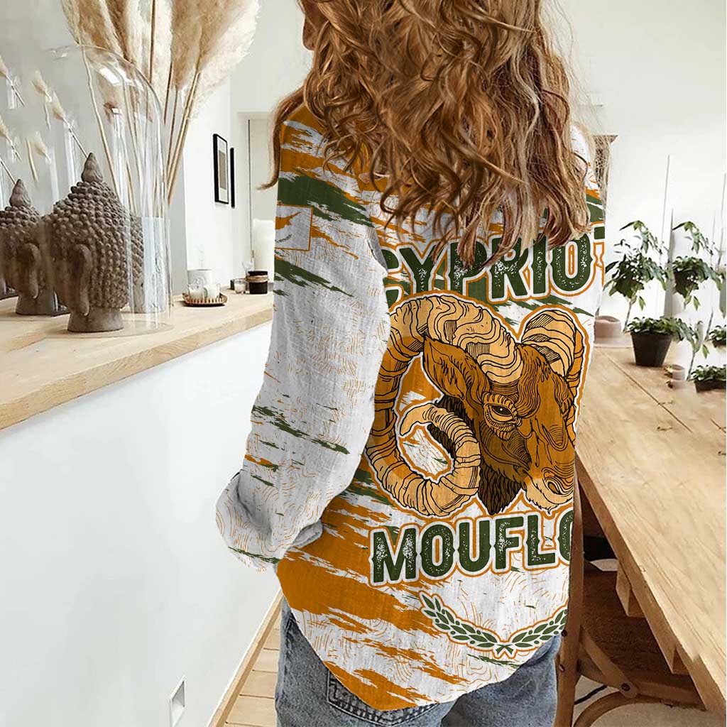 Cyprus Women Casual Shirt with Mouflon Illustration Design and National Laurel - Wonder Print Shop