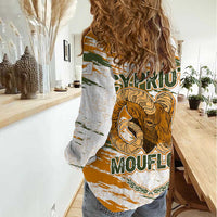 Cyprus Women Casual Shirt with Mouflon Illustration Design and National Laurel - Wonder Print Shop