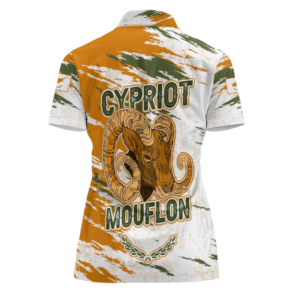 Cyprus Women Polo Shirt with Mouflon Illustration Design and National Laurel - Wonder Print Shop