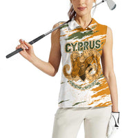 Cyprus Women Sleeveless Polo Shirt with Mouflon Illustration Design and National Laurel - Wonder Print Shop