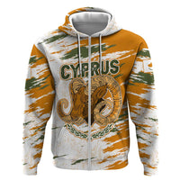 Cyprus Zip Hoodie with Mouflon Illustration Design and National Laurel - Wonder Print Shop