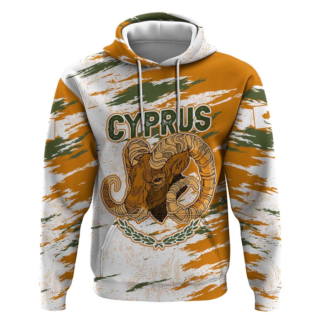 Cyprus Zip Hoodie with Mouflon Illustration Design and National Laurel - Wonder Print Shop