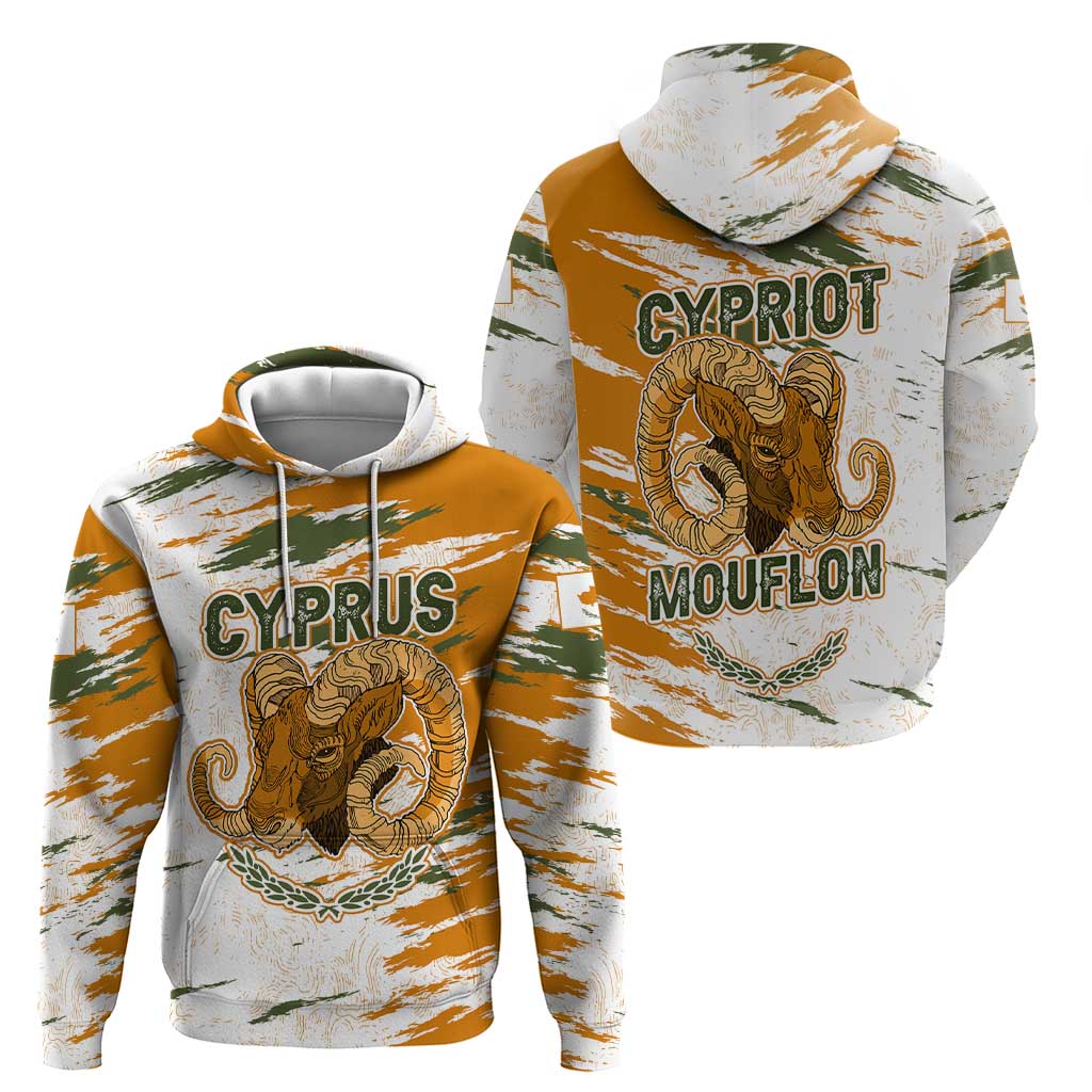 Cyprus Zip Hoodie with Mouflon Illustration Design and National Laurel - Wonder Print Shop