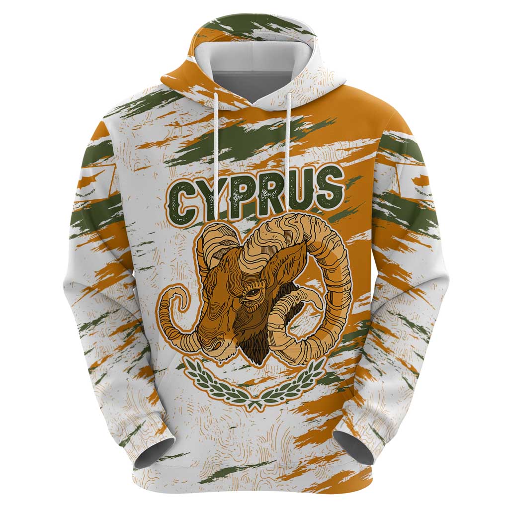 Cyprus Zip Hoodie with Mouflon Illustration Design and National Laurel - Wonder Print Shop