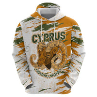 Cyprus Zip Hoodie with Mouflon Illustration Design and National Laurel - Wonder Print Shop
