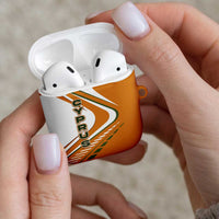 Cyprus AirPods Case with Orange White Abstract Streak Design and Flag Emblem - Wonder Print Shop