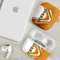 Cyprus AirPods Case with Orange White Abstract Streak Design and Flag Emblem - Wonder Print Shop