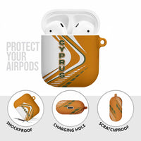 Cyprus AirPods Case with Orange White Abstract Streak Design and Flag Emblem - Wonder Print Shop