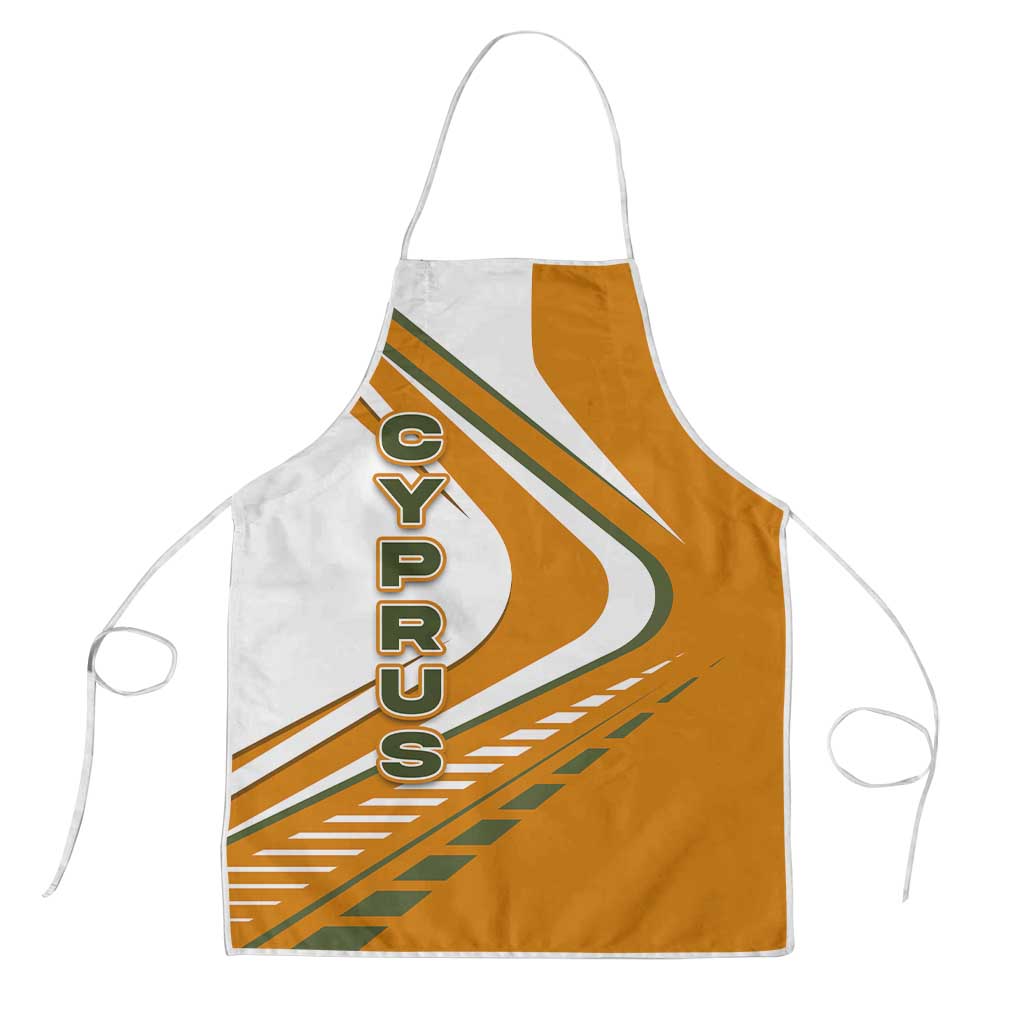 Cyprus Apron with Orange White Abstract Streak Design and Flag Emblem - Wonder Print Shop