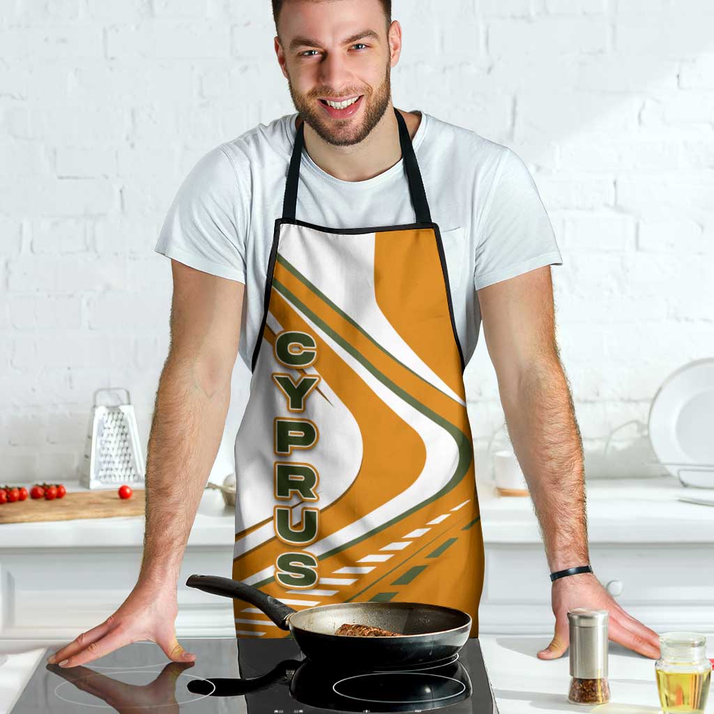 Cyprus Apron with Orange White Abstract Streak Design and Flag Emblem - Wonder Print Shop