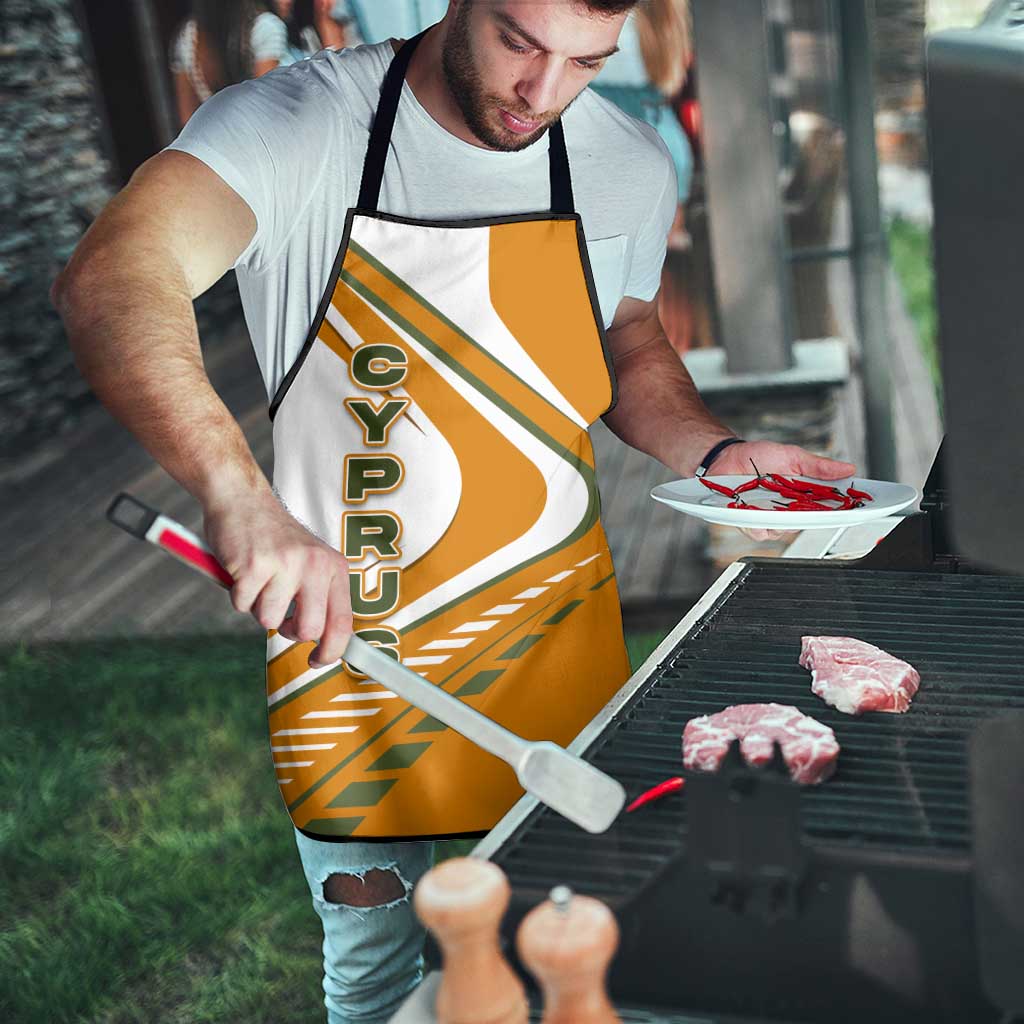 Cyprus Apron with Orange White Abstract Streak Design and Flag Emblem - Wonder Print Shop