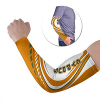Cyprus Arm Sleeves with Orange White Abstract Streak Design and Flag Emblem - Wonder Print Shop