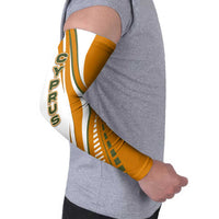 Cyprus Arm Sleeves with Orange White Abstract Streak Design and Flag Emblem - Wonder Print Shop