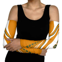 Cyprus Arm Sleeves with Orange White Abstract Streak Design and Flag Emblem - Wonder Print Shop