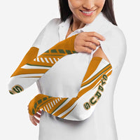 Cyprus Arm Sleeves with Orange White Abstract Streak Design and Flag Emblem - Wonder Print Shop