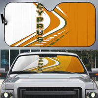 Cyprus Auto Sun Shade with Orange White Abstract Streak Design and Flag Emblem - Wonder Print Shop