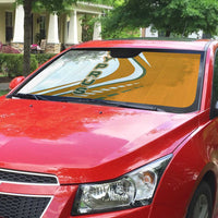 Cyprus Auto Sun Shade with Orange White Abstract Streak Design and Flag Emblem - Wonder Print Shop