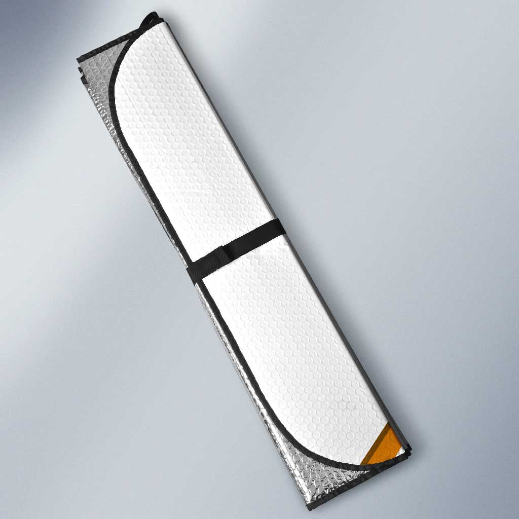 Cyprus Auto Sun Shade with Orange White Abstract Streak Design and Flag Emblem - Wonder Print Shop