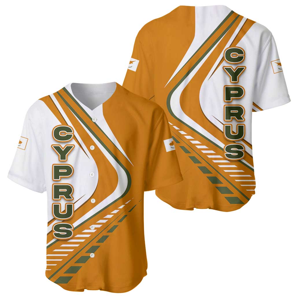 Cyprus Baseball Jersey with Orange White Abstract Streak Design and Flag Emblem - Wonder Print Shop