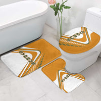 Cyprus Bathroom Set with Orange White Abstract Streak Design and Flag Emblem - Wonder Print Shop