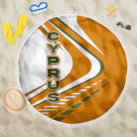 Cyprus Beach Blanket with Orange White Abstract Streak Design and Flag Emblem - Wonder Print Shop