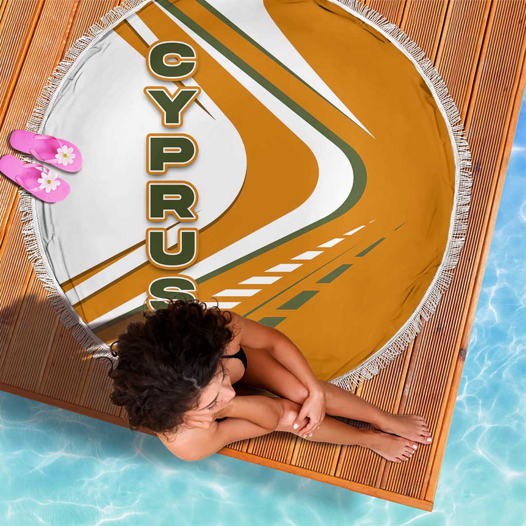 Cyprus Beach Blanket with Orange White Abstract Streak Design and Flag Emblem - Wonder Print Shop