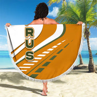 Cyprus Beach Blanket with Orange White Abstract Streak Design and Flag Emblem - Wonder Print Shop