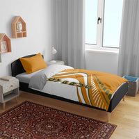 Cyprus Bedding Set with Orange White Abstract Streak Design and Flag Emblem - Wonder Print Shop