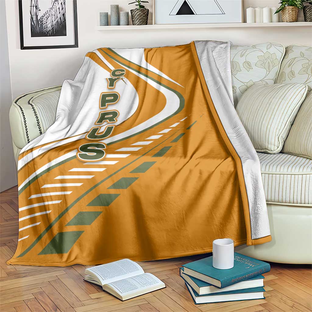 Cyprus Blanket with Orange White Abstract Streak Design and Flag Emblem - Wonder Print Shop