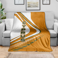 Cyprus Blanket with Orange White Abstract Streak Design and Flag Emblem - Wonder Print Shop