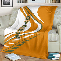 Cyprus Blanket with Orange White Abstract Streak Design and Flag Emblem - Wonder Print Shop