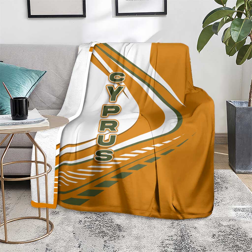 Cyprus Blanket with Orange White Abstract Streak Design and Flag Emblem - Wonder Print Shop