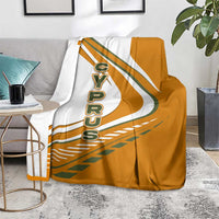 Cyprus Blanket with Orange White Abstract Streak Design and Flag Emblem - Wonder Print Shop