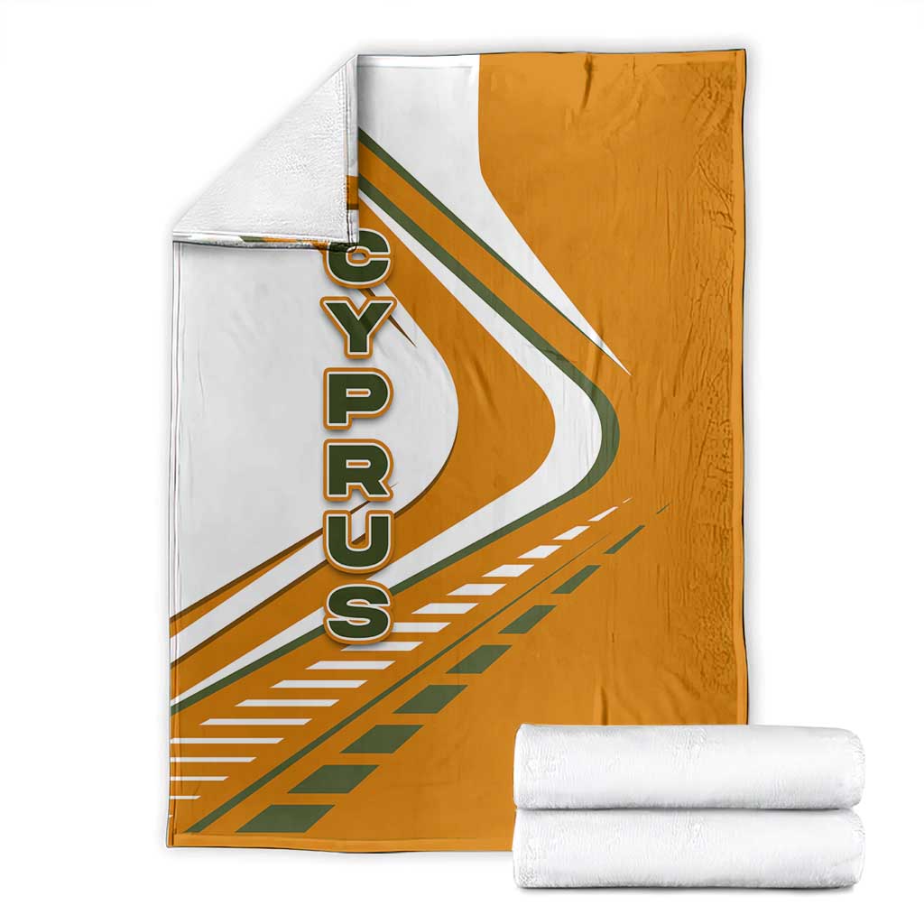 Cyprus Blanket with Orange White Abstract Streak Design and Flag Emblem - Wonder Print Shop