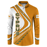 Cyprus Button Sweatshirt with Orange White Abstract Streak Design and Flag Emblem - Wonder Print Shop