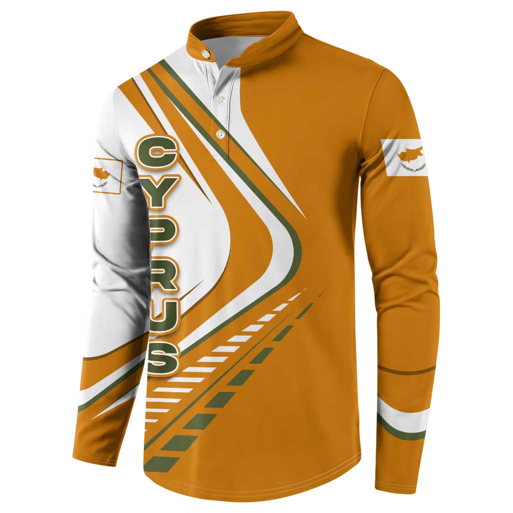 Cyprus Button Sweatshirt with Orange White Abstract Streak Design and Flag Emblem - Wonder Print Shop