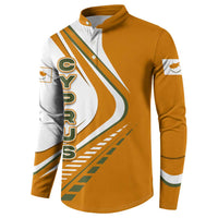 Cyprus Button Sweatshirt with Orange White Abstract Streak Design and Flag Emblem - Wonder Print Shop