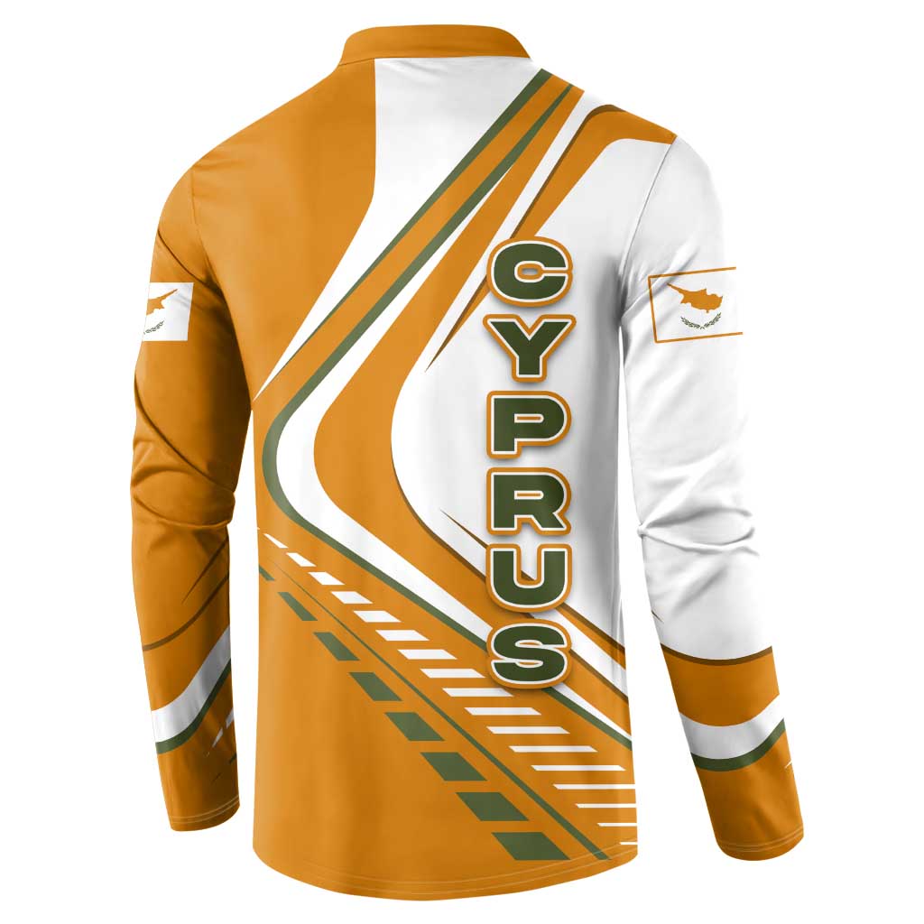 Cyprus Button Sweatshirt with Orange White Abstract Streak Design and Flag Emblem - Wonder Print Shop