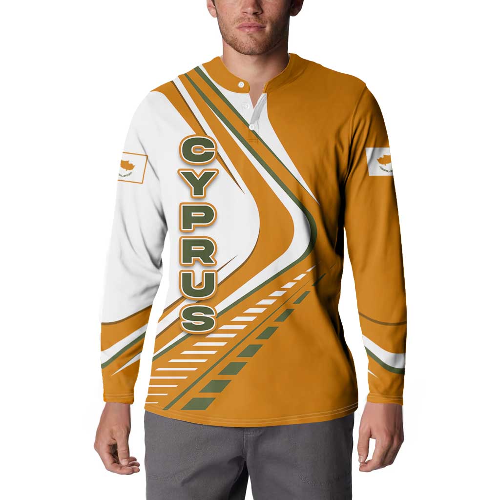 Cyprus Button Sweatshirt with Orange White Abstract Streak Design and Flag Emblem - Wonder Print Shop